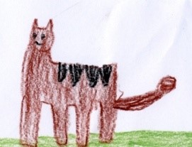 Zeichnung eines Katzenbildes mit gestricheltem Körper