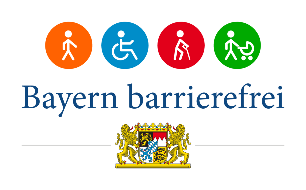 Logo Bayern barrierefrei mit Staatswappen